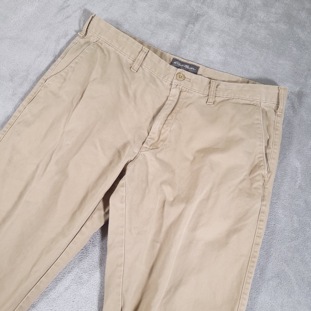 Eddie Bauer Pants‎ Mens 38x32 (Fits 37x31) Tan Chino Straight Fit Khaki Cotton